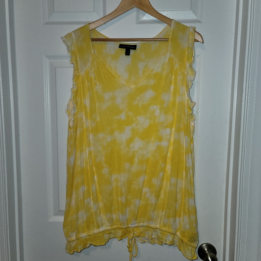 lane bryant Yellow acid wash flutter sleeveless top